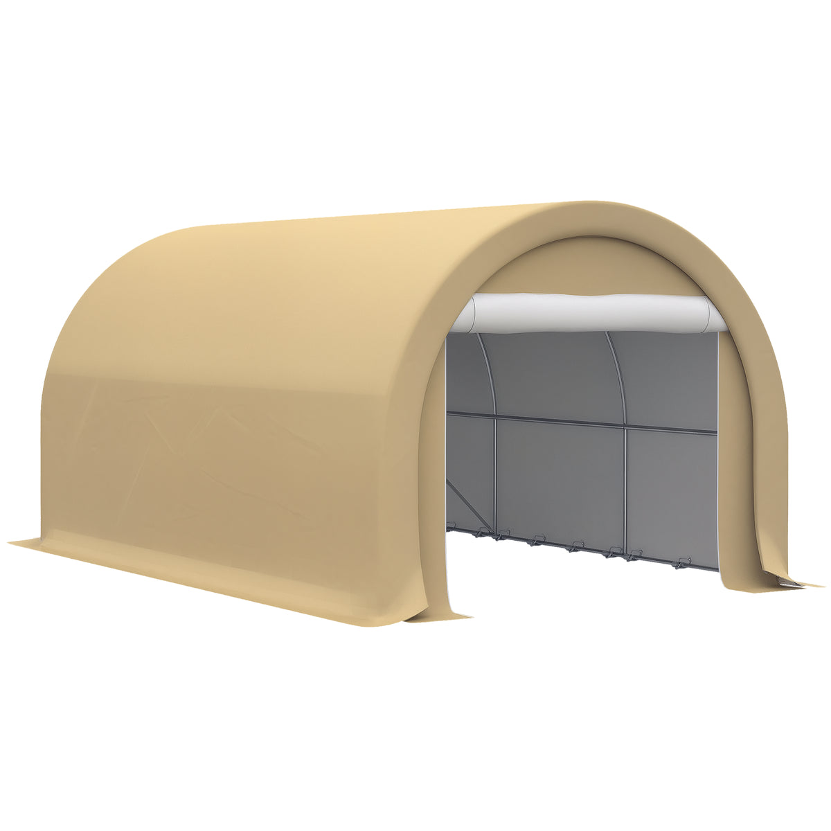 10' x 16' Carport, Heavy Duty Portable Garage Storage Tent with Large Zippered Door, Anti-UV PE Canopy Cover for Car, Truck, Boat, Motorcycle, Bike, Garden Tools, Outdoor Work, Beige