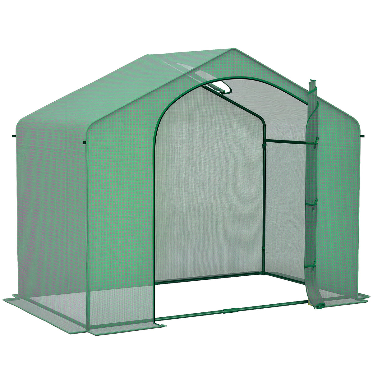 6' x 3' x 5' Portable Walk-in Greenhouse, PE Cover, Steel Frame Garden Hot House, Zipper Door, Top Vent for Flowers, Vegetables, Saplings, Tropical Plants, Green
