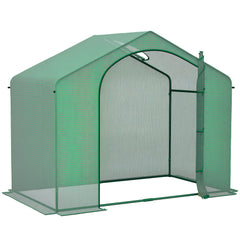 6' x 3' x 5' Portable Walk-in Greenhouse, PE Cover, Steel Frame Garden Hot House, Zipper Door, Top Vent for Flowers, Vegetables, Saplings, Tropical Plants, Green