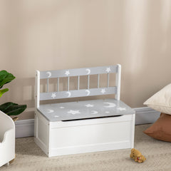 Qaba Toddler Toy Box Storage Bench with Large 27 Liter Interior, Kids Storage Bench Seat with Storage for Toddler Playroom Furniture, Kids Bedroom Furniture, Toy Organizer and Storage Bin, Gray
