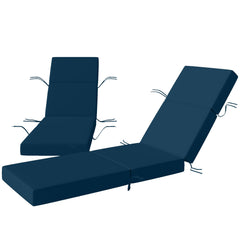 Set of 2 Chaise Lounge Cushion, 4" Thick Outdoor Lounge Chair Cushions with Ties for Patio, 21" x 72 ", Navy Blue
