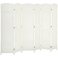 Folding Room Divider Screen 6 Panel 6' Tall Privacy Screen Freestanding Wood Partition for Home Office, White