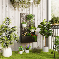 Metal Garden Bed with Trellis for Climbing Plants, Freestanding or Wall Mounted Flower Bed for Garden, Patio, Balcony