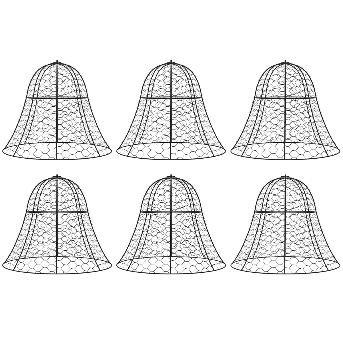 6 Pack Garden Cloches for Plants, 16" x 13" Metal Crop Cage, Plant Cages to Keep Animals Out, Black