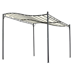 10' x 10' Steel Outdoor Pergola Gazebo, Patio Canopy with Weather-Resistant Fabric and Drainage Holes for Backyard, Deck, Garden, Cream White