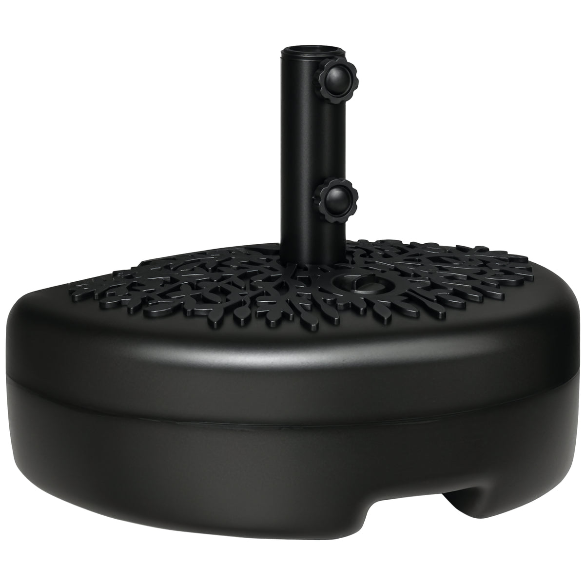 Half Round Umbrella Base, Sand or Water Filled Half Patio Umbrella Stand Holder for Lawn, Deck, Backyard and Garden, 40lb Capacity Water or 46lb Capacity Sand, Fit 1.5"or 2" Pole, Black
