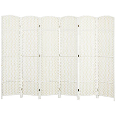 Folding Room Divider Screen 6 Panel 6' Tall Privacy Screen Freestanding Wood Partition for Home Office, White